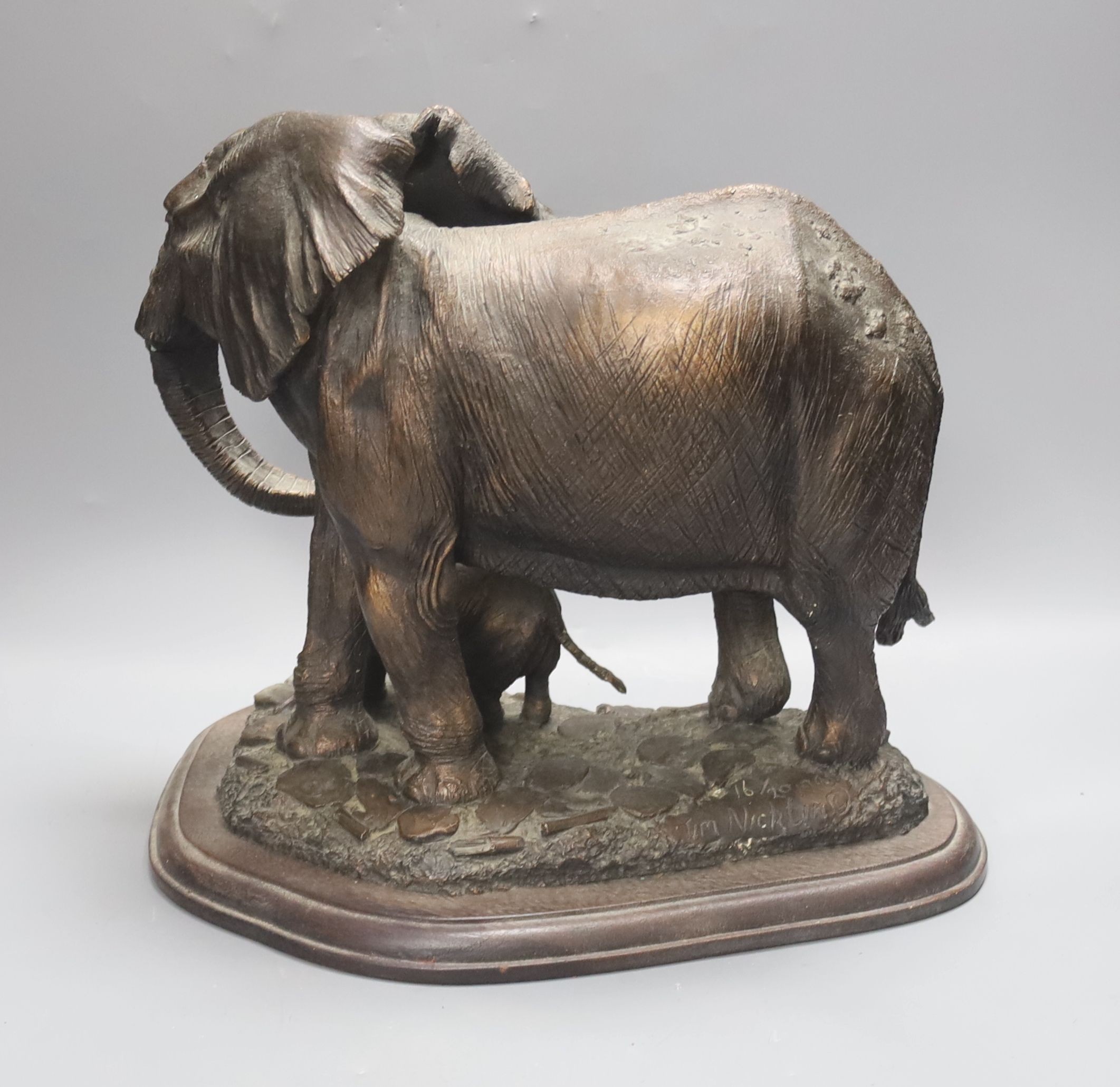 Tim Nicklin, bronzed composite, Elephant, 16/20, height 31cm (tusks missing), 30cm high